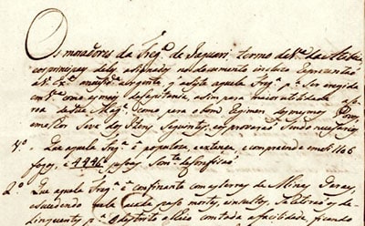 Trecho de documento de 1822.