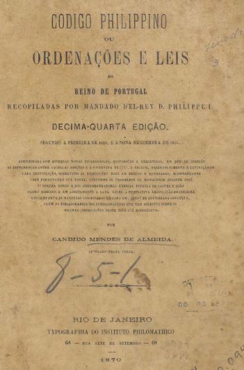 Capa do livro Ordenações de Portugal.